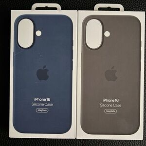 Apple iPhone 16 Silicone Case - Navy and Charcoal